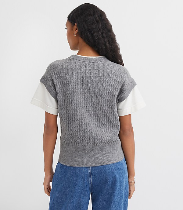 Mixed Media Cable Sweater Tee