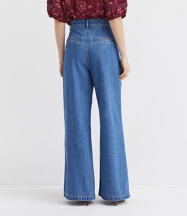 High Rise Trouser Jeans in Bright Mid Indigo Wash