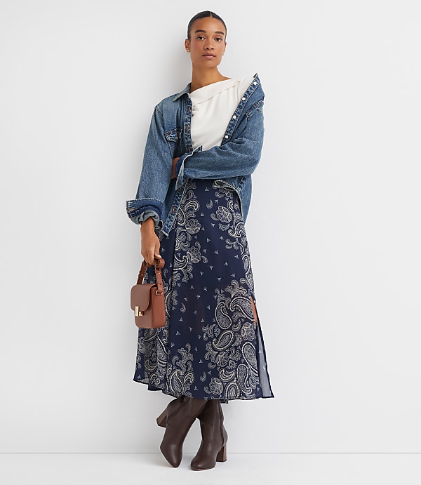 Paisley Chiffon Maxi Skirt