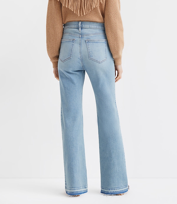 Let Down Hem High Rise Relaxed Flare Jeans in Vintage Light Indigo Wash