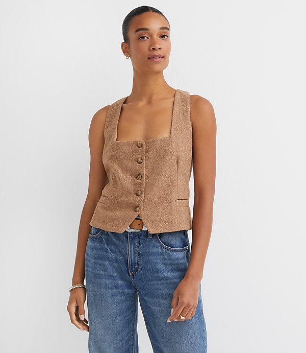 Herringbone Square Neck Vest Top