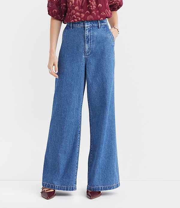 High Rise Trouser Jeans in Bright Mid Indigo Wash