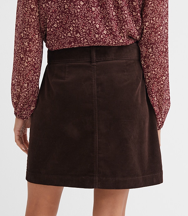 Brushed Corduroy Belted Mini Pocket Skirt