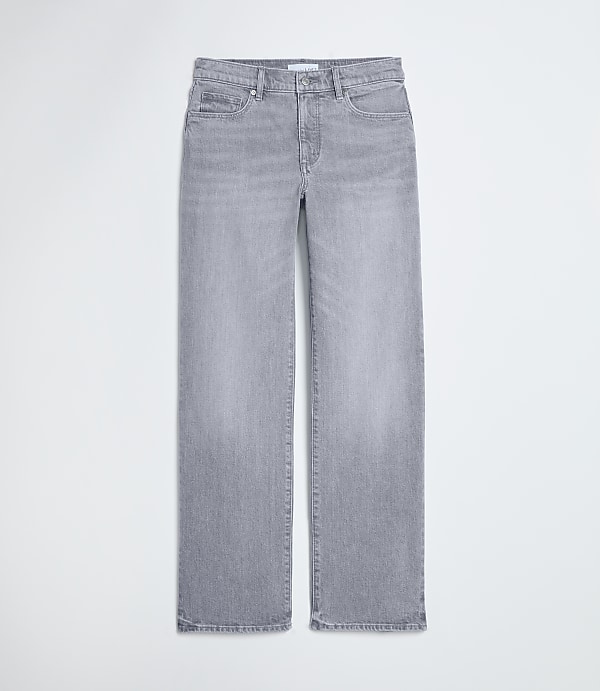 Mid Rise Relaxed Straight Jeans in Grey
