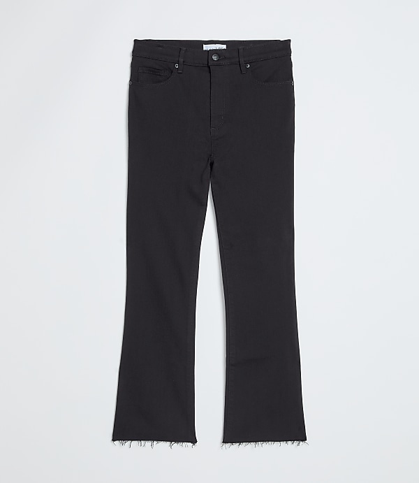 Petite Fresh Cut High Rise Kick Crop Jeans in Jet Black Wash