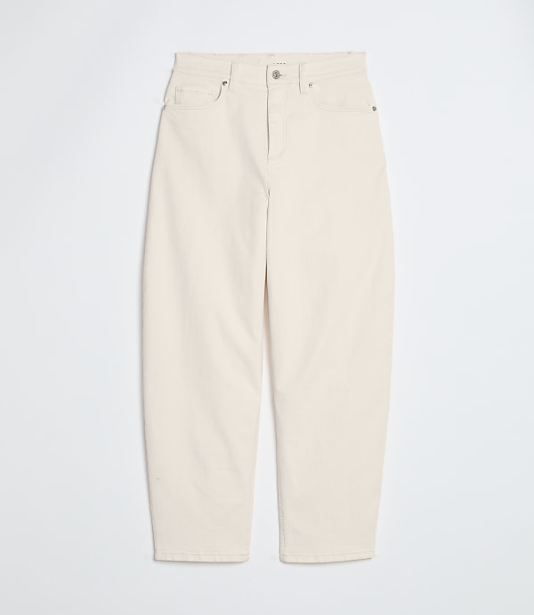 High Rise Barrel Jeans in Ivory