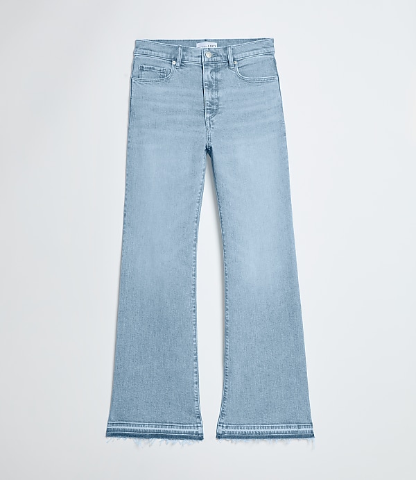 Let Down Hem High Rise Relaxed Flare Jeans in Vintage Light Indigo Wash