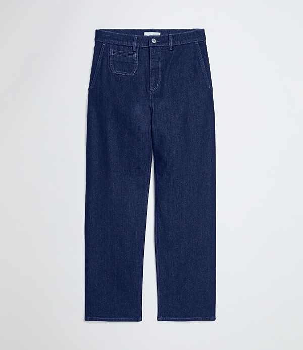 High Rise Straight Utility Jeans in Classic Rinse Wash