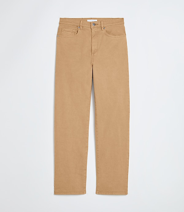 Petite High Rise Straight Jeans in Cashew Tan