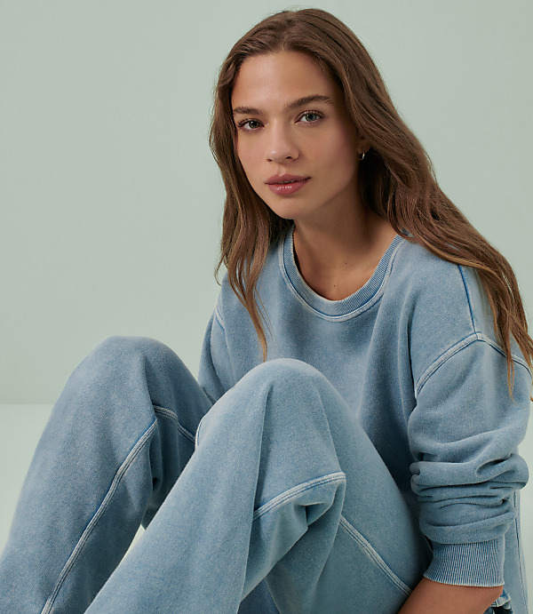 Petite Lou & Grey Denim Washed Sweatshirt