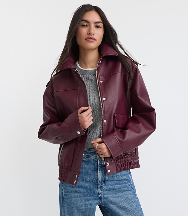 Pebbled Faux Leather Jacket