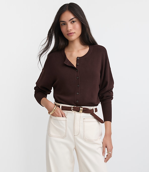 Ribtrim Waist Cardigan
