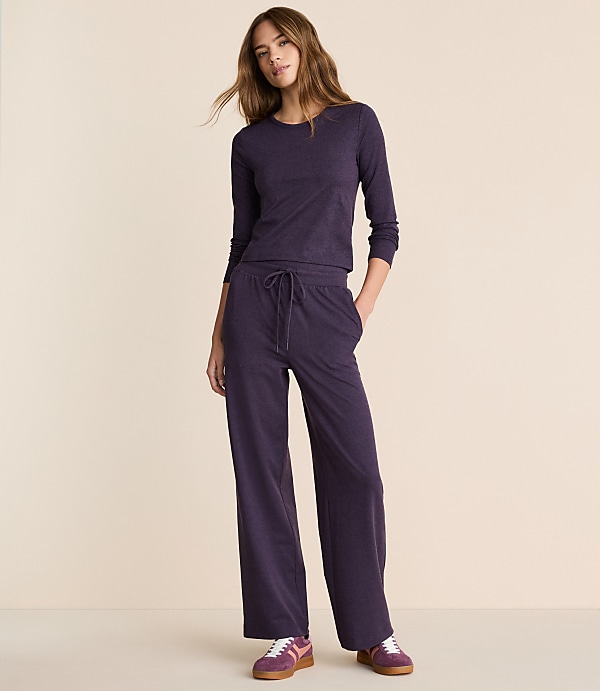 Lou & Grey Heathered Brushedsoft Slim Wide Leg Pants