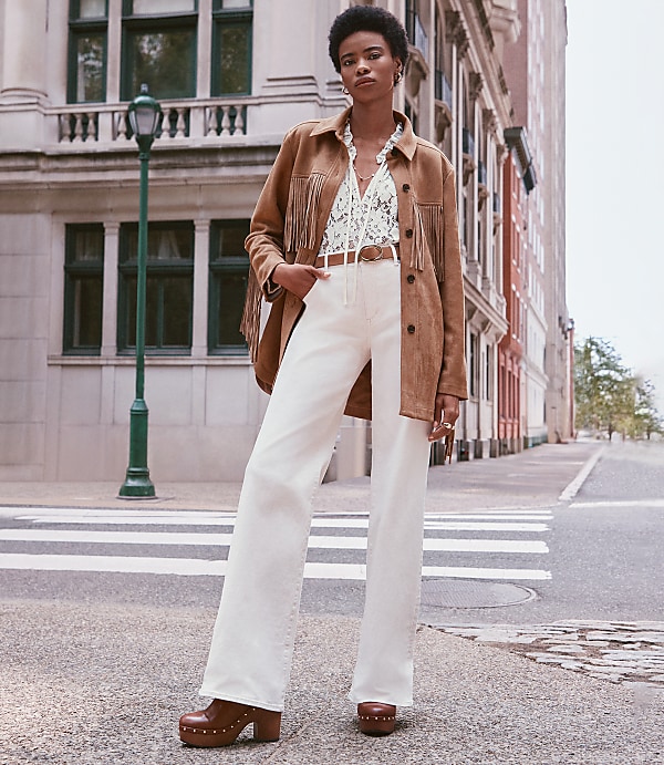 Mid Rise Wide Leg Jeans in Ivory