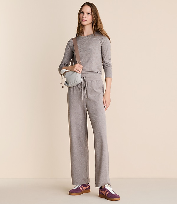 Lou & Grey Heathered Brushedsoft Slim Wide Leg Pants