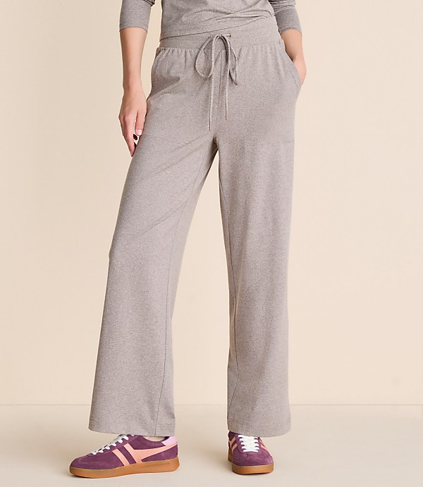 Lou & Grey Heathered Brushedsoft Slim Wide Leg Pants