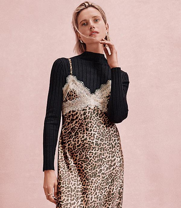 Petite Ribbed Mock Neck Sweater