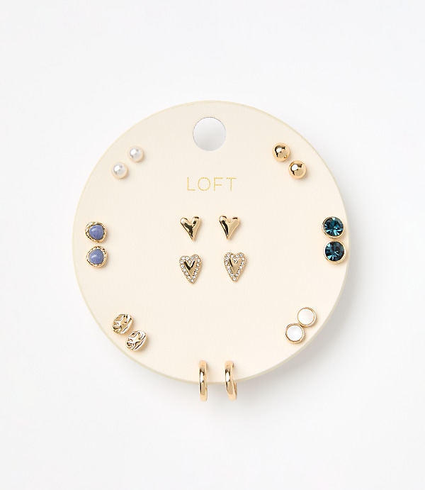 Double Heart Stud Earring Set