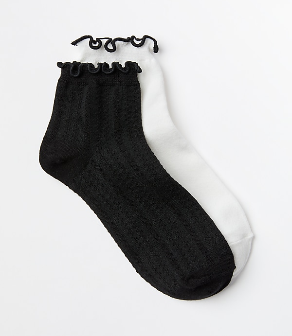 Ruffle Pointelle Ankle Socks