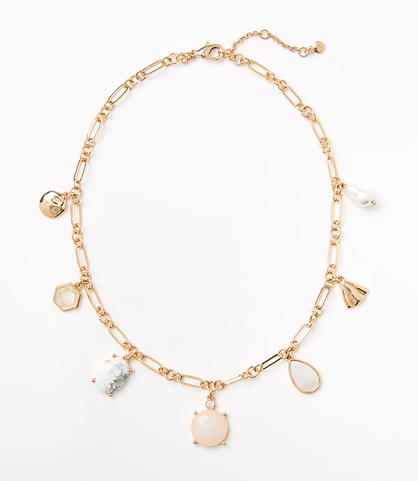 Pearlized Chunky Charm Necklace