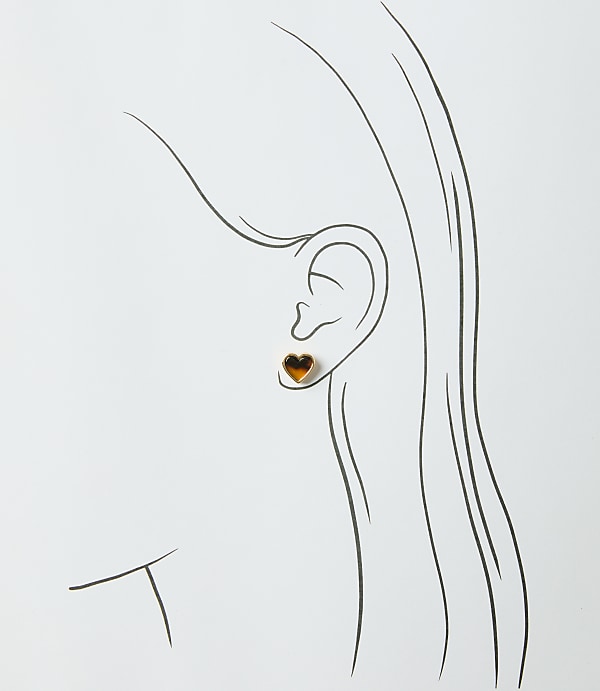 Tortoiseshell Print Mini Heart Stud Earrings