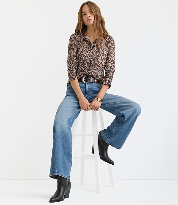 Leopard Print Mesh Shirt