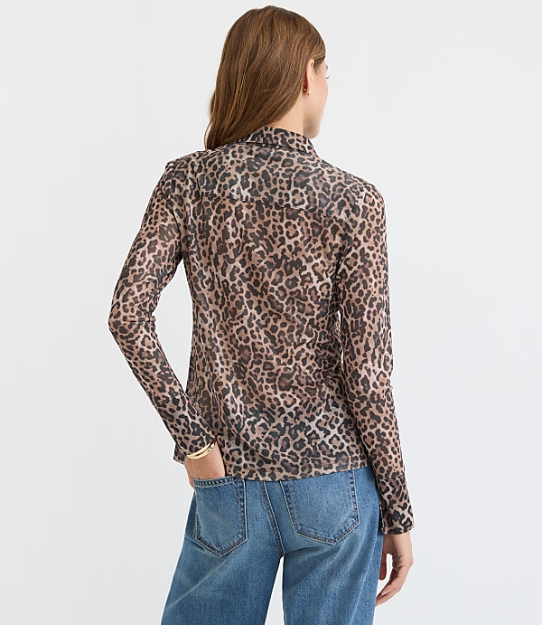 Leopard Print Mesh Shirt