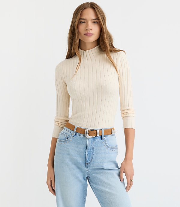Ribbed Mock Neck Sweater