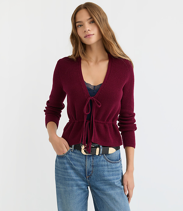 Ribbed Tie Front Cardigan