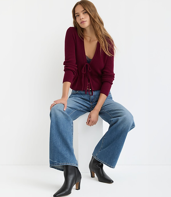 Ribbed Tie Front Cardigan