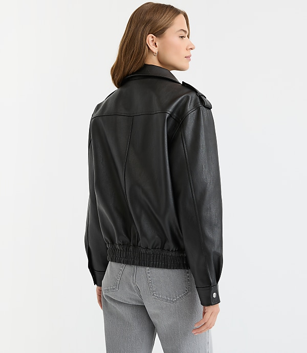 Pebbled Faux Leather Jacket