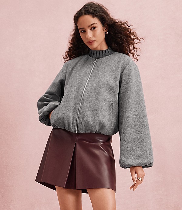 Faux Leather Pleated Mini Skirt