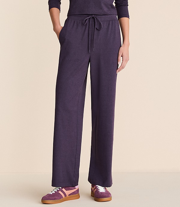 Lou & Grey Heathered Brushedsoft Slim Wide Leg Pants