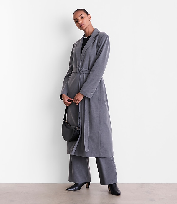 Petite LOFT Versa Seasonless Stretch Belted Coat in Heather