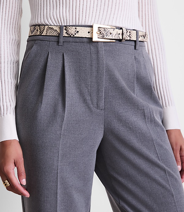 Petite LOFT Versa Seasonless Stretch Double Pleat Taper Pants in Heather