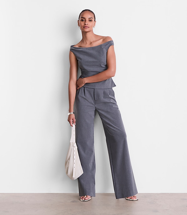 Petite LOFT Versa Seasonless Stretch Off The Shoulder Top in Heather