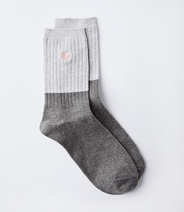 Embroidered Heart Crew Socks