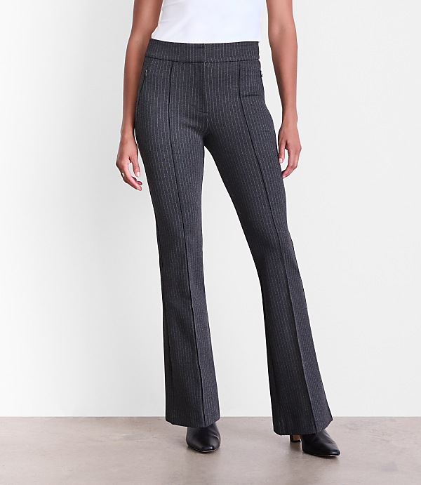 LOFT Versa Pintucked Ponte Flare Pants in Pinstripe
