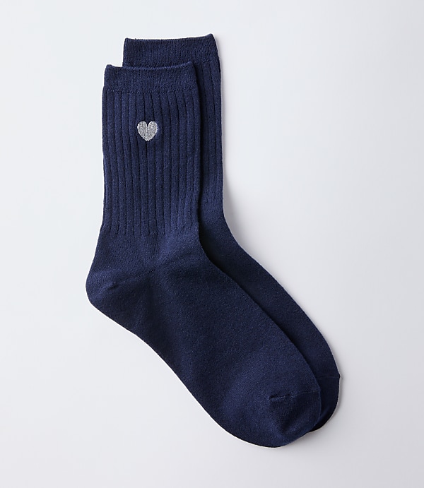 Embroidered Heart Crew Socks