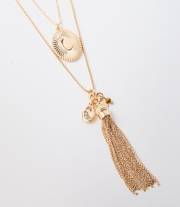 Cluster Tassel Pendant Necklace Set