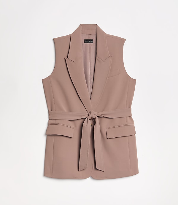 Petite LOFT Versa Crepe Drape Belted Blazer Vest