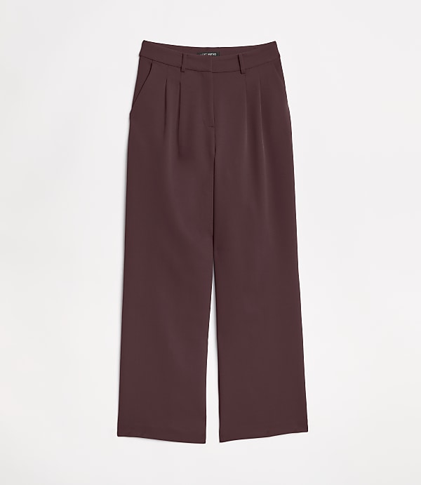 Petite LOFT Versa Crepe Drape Pleated Relaxed Straight Pants