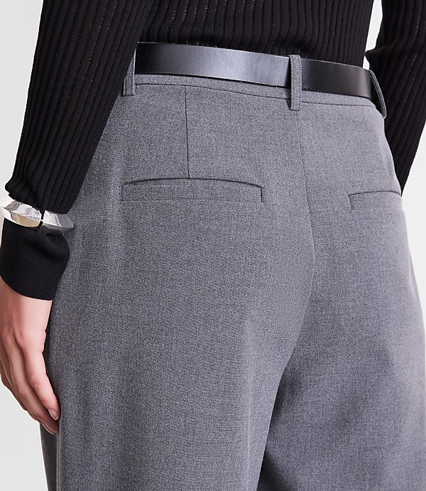 Petite LOFT Versa Seasonless Stretch Double Pleat Wide Leg Pants in Heather