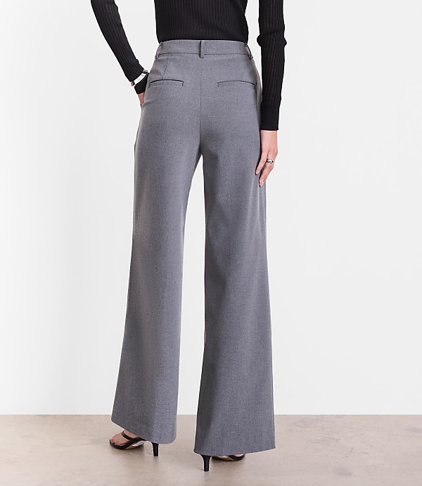 Tall LOFT Versa Seasonless Stretch Double Pleat Wide Leg Pants in Heather