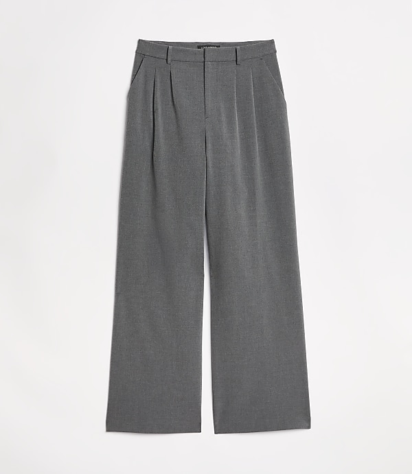 Tall LOFT Versa Seasonless Stretch Double Pleat Wide Leg Pants in Heather