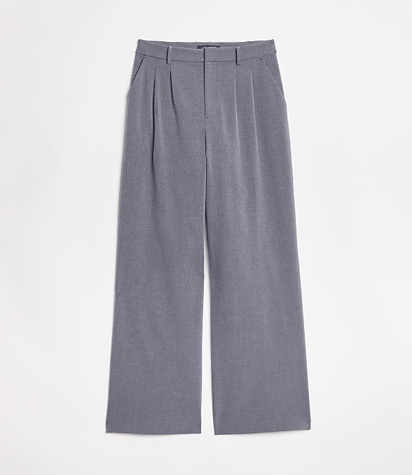 LOFT Versa Seasonless Stretch Double Pleat Wide Leg Pants in Heather