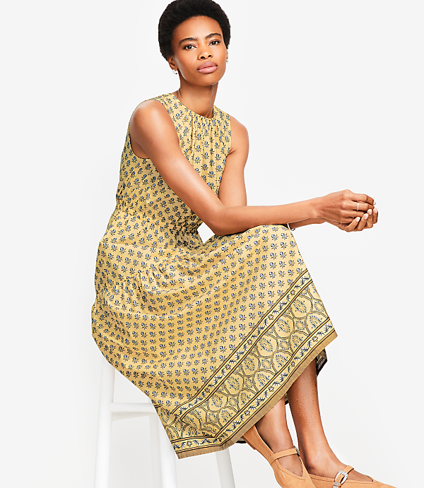 Petite Garden Poplin Tiered Midi Dress