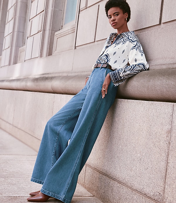 High Rise Trouser Jeans in Bright Mid Indigo Wash