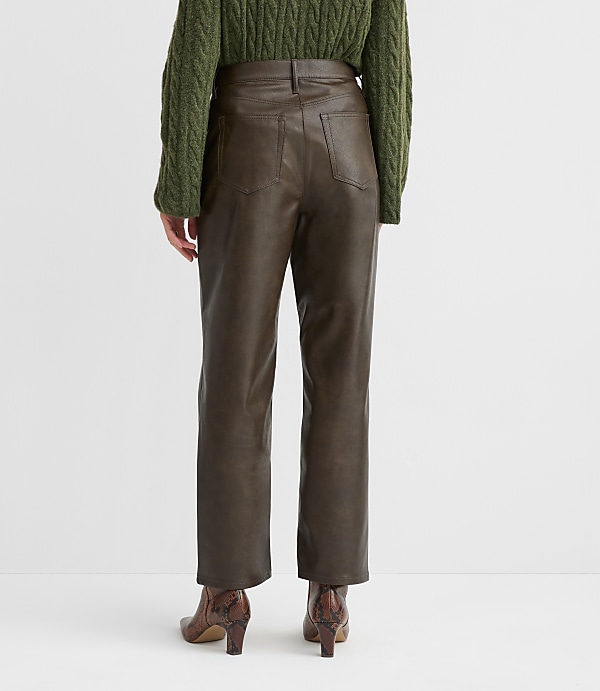 Five Pocket Straight Pants in Faux Leather