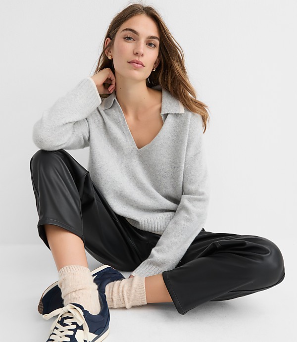 Tipped Collared Cashmere Sweater